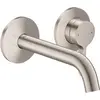 Image de Robinet mitige pour vasque, encastré, pour montage mural, avec levier et bec de 160 mm, finition inox