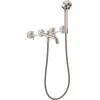 Image de Robinet de baignoire encastré AXOR One, 3 trous, pour montage mural, avec mélangeurs cruciformes et douchette à main, finition aspect acier inoxydable