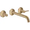Image de Robinet de lavabo encastré AXOR One, 3 trous, pour montage mural, avec un bec de 220 mm et des leviers, finition bronze brossé