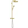 Image de Colonne de douche AXOR One avec thermostat et pommeau de douche de 280 mm, 1 jet, technologie EcoSmart, finition laiton brossé