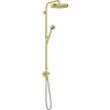 Image de Colonne de douche AXOR One avec thermostat et pommeau de douche de tête 280, 1 jet, technologie EcoSmart, installation encastrée, finition laiton brossé