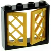 Image de 1x Lego fenêtre cadre 1x4x3 noir 2 battants grille 1x2x3 or épais 60607 60594