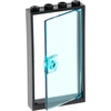 Image de 1x Lego cadre de porte 1x4x6 noir vitre transparent bleu clair 60616 60596