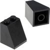 Image de 2x Lego tuile 65° 2x2x2 noir incliné briques avec fond tube 3678b
