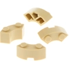 Image de 4x Lego pierre de fontaine 2x2x1 beige courbée macaroni rond coin 3063b 85080
