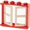 Image de 1x Lego fenêtre cadre 1x4x3 rouge double vitre blanche maison 385321 3854 3853