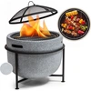 Image de Blumfeldt Brasero Exterieur pour le Jardin, Brasero Plancha Portable avec Grille de BBQ, Pare-Etincelles et Bol en Acier, Brasero Barbecue avec Foyer pour le Camping, Brûleur à Bois, 52 x 46 x 52 cm