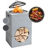 Image de Blumfeldt Brasero Exterieur pour le Jardin, Brasero Plancha Portable avec Grille de BBQ, Pare-Etincelles et Bol en Acier, Brasero Barbecue avec Foyer pour le Camping, Brûleur à Bois, 50 x 75 x 50 cm
