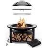 Image de Blumfeldt Merano Circolo Brasero Exterieur - 3 en 1 Brasero, Barbecue & Table, Cadre en Acier Robuste, Plateau en Terrazzo, Grille, Tisonnier & Pare-Étincelles, Idéal pour Jardin & Terrasse