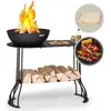 Image de Blumfeldt Brasero Exterieur pour le Jardin et Terrasse, Brasero Portable, Couverture Pluie, Bol en Acier, Brasero BBQ Ovale avec Foyer Camping, Brûleur à Bois, Résistant Intempéries, Tisonnier