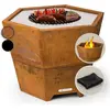 Image de Blumfeldt Brasero Exterieur pour le Jardin, Brasero Grill Barbecue Gril, Couverture Pluie, Bol en Acier, Brasero Bbq Hexagonal avec Foyer Camping, Brûleur à Bois, Résistant aux Intempéries, Tisonnier