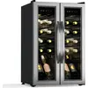 Image de Klarstein Vinamour Cave à vin 2 zones - 24 bouteilles, 5-18°C,tactile, éclairage LED, pose libre, inox double porte, cave à vin climatisée