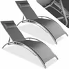 Image de Lot De 2 Transats De Jardin En Acier Avec Assise En Textilène Résistant Aux Intempéries Et Aux Uv