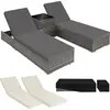 Image de 2 chaises longues en rotin avec structure en aluminium et table, housse de protection incluse - gris