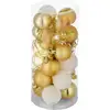 Image de Lot De 24 Boules De Noël Blanches/dorées Ficelles Dorées Pour La Suspension Diamètre 4 Cm