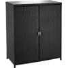 Image de Armoire de jardin en rotin Monza, structure en aluminium, 4 compartiments - noir
