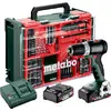 Image de METABO Perceuse-visseuse sans fil BS 18 L BL Set (613155710)+74-part. Atelier mobile ; coffret plastique ; 18V 2x2Ah Li-Power+SC30