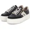 Image de Rieker Damen Plateau Leder Sneaker Schwarz