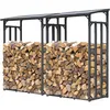 Image de Quick-star - 2 Stück Metall Kaminholzregal Anthrazit 130 X 70 X 185 Cm Garten Kaminholzunterstand 3,2 M³ / 4-5 Srm Kaminholzlager Stapelhilfe Aussen