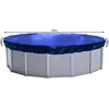 Image de Couverture de piscine ronde pour piscines de 460 à 500 cm | Dimensions de la bâche : Ø 560 cm | Bleue | Bâche de piscine été et hiver | Bâche de protection 200 g/m² PE | Couverture doublement enduite | Résistante aux UV