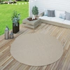 Image de Tapis d'extérieur résistant aux intempéries Jardin & terrasse tissé à plat Uni aspect sisal robuste Taille Ø 160 cm Rond