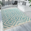 Image de Tapis moderne d'extérieur à motif losange look vintage Tissu plat résistant aux intempéries Taille Ø 200 cm Rond