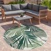 Image de Tapis In & Outdoor Tissu plat Jungle Gecarvtes Design floral Palmiers Vert Taille Ø 200 cm Rond