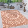 Image de Tapis d'extérieur résistant aux intempéries et robuste Motif mandala bohème Facile d'entretien Tissage plat Dimensions 240 x 340 cm