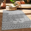 Image de Tapis d'extérieur en lin tissé moderne Boho Ethno résistant aux intempéries extérieur Taille 80 cm rond