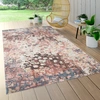 Image de Tapis d'extérieur résistant aux intempéries Balcon Salon Cuisine Vintage Abstrait Beige Rose Taille 200 cm Rond