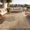 Image de Tapis d'extérieur résistant aux intempéries Balcon Salon Design Boho Motif abstrait Beige Taille 80x150 cm