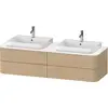 Image de Duravit Happy D.2 Plus Meuble sous-vasque sur console suspendu, 1600x550 mm, 4 tiroirs, pour 2 lavabos pour meuble, HP4964B71710010