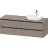 Image de Duravit Ketho.2 plan de toilette sur console suspendu, découpe de la vasque à droite, 1600x568x550mm, 4 tiroirs, K24899R43430000