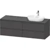 Image de Duravit Ketho.2 plan de toilette sur console suspendu, découpe de la vasque à droite, 1600x568x550mm, 4 tiroirs, K24899R49490000