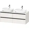 Image de Duravit Ketho.2 plan de toilette sur console suspendu, découpe de la vasque à gauche, 1400x568x550mm, 4 tiroirs, K24898L22220000