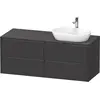 Image de Duravit Ketho.2 plan de toilette sur console suspendu, découpe de la vasque à droite, 1400x568x550mm, 4 tiroirs, K24898R80800000