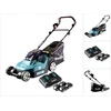 Image de Makita DLM 432 PM4 Tondeuse à gazon sans fil à 36 V (2x 18 V) 43 cm brushless + 4x Batteries 4.0 Ah + Chargeur double