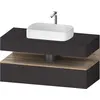 Image de Duravit Collection One Meuble sous-vasque sur console, 1 tiroir, 1 tiroir, découpe au centre, 1200x550x600mm, niche chêne mamelonné, QA4732055800000