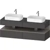 Image de Duravit Collection One Meuble sous-vasque sur console, 2 tiroirs, 2 découpes, 1600x550x600mm, niche basalte mat, QA4779043490010