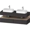 Image de Duravit Collection One Meuble sous-vasque sur console, 2 tiroirs, 2 découpes, 1600x550x600mm, niche en chêne mamelonné, QA4779055800010