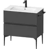 Image de Duravit Sivida Meuble sous-lavabo, 2 tiroirs, poignée encastrée noir diamant mat, 810x477x591mm, pour ME by Starck, SV46440BD490000