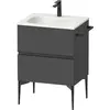 Image de Duravit Sivida Meuble sous-lavabo, 2 tiroirs, poignée encastrée noir diamant mat, 610x477x592mm, pour Sivida, SV46500BD490000