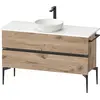 Image de Duravit Sivida Meuble sous-lavabo sur console, 2 tiroirs, poignée noire diamantée mate, 1245x475x548mm, SV46600BD550000