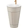 Image de Duravit Starck 1 c-bonded Ensemble au sol, rond, 560x864x605mm, lavabo blanc satiné, poignée bronze, S19512O04600000