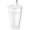 Image de Duravit Starck 1 c-bonded Ensemble au sol, rond, 560x864x605mm, lavabos blanc satiné, poignée chrome, S19512O10850000