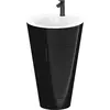 Image de Duravit Starck 1 c-bonded Ensemble au sol, rond, 560x864x605mm, lavabos blanc ultra-brillant, poignée noir diamant, S19513OBD400000