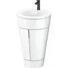 Image de Duravit Starck 1 c-bonded Ensemble au sol, rond, 560x864x605mm, lavabos blanc ultra-brillant, poignée noir diamant, S19513OBD850000