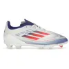 Image de Adidas F50 League, chaussures de football pour terrains multiples, couleur blanc nuageux, rouge solaire et bleu clair (taille enfant/adolescent), pointure EU 35