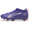 Image de Chaussures de football Puma Ultra 5 Match FG/AG pour enfants, couleur lapis-lazuli et blanc sunset glow, taille 29