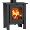 Image de NEMAXX® H8 Poêle à bois ventilé noir 7,6 kW (50 90 m²)   Ventilateur air chaud 2 vitesses, Classe A, Ø150 mm, Vermiculite, verre céramique